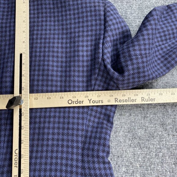 VTG Rene Rowan Saville Jacket Women's 8P Blue Houndstooth Worsted Wool Distress - Picture 16 of 16